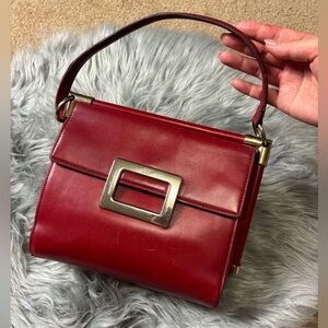Roger Vivier Maroon Leather Mini Bag